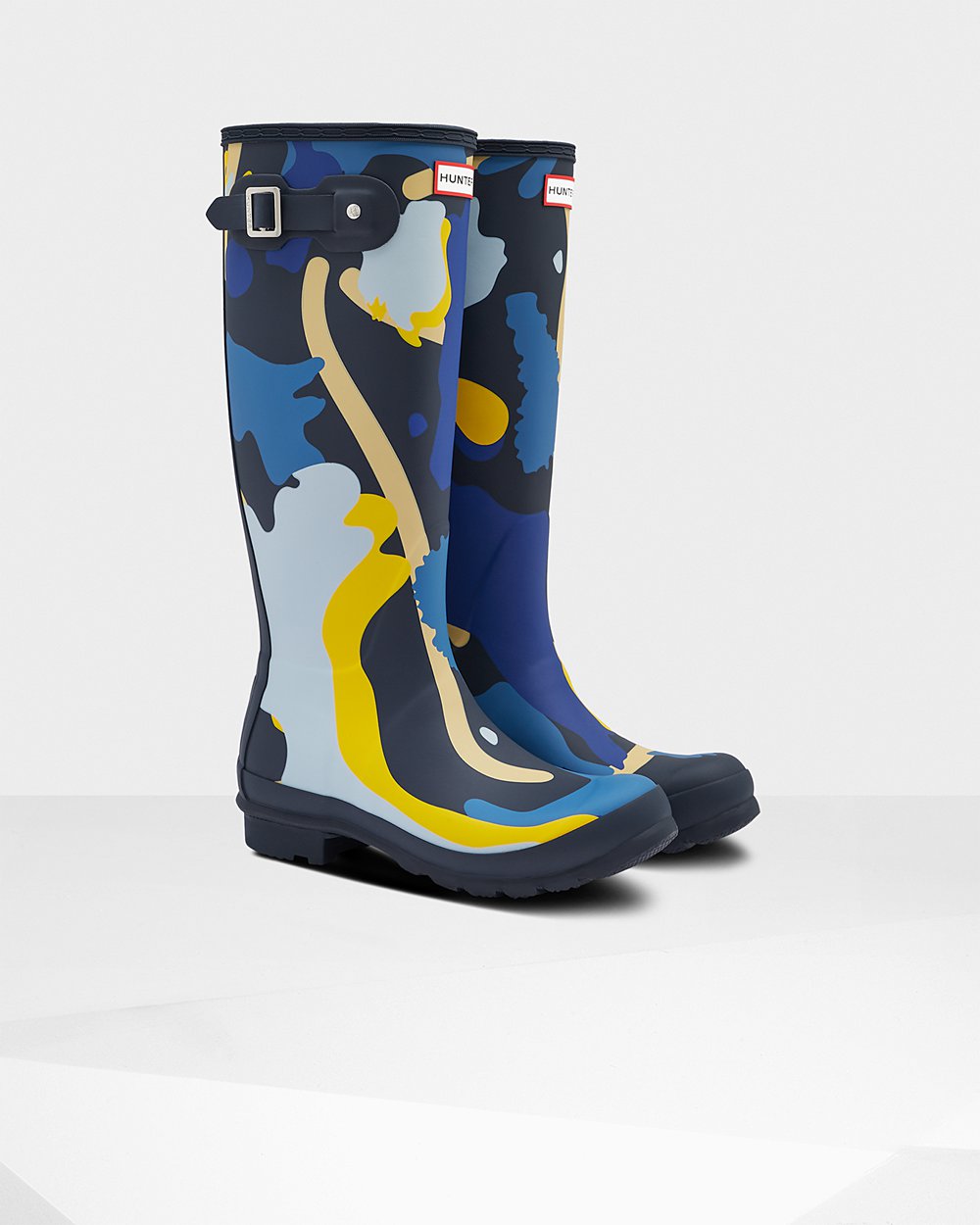 Women Hunter Original Rockpool Camo | Tall Rain Boots Navy Camo | NZ-46031-FYNZ